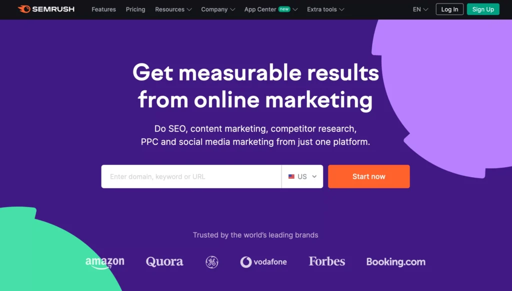 Semrush homepage
