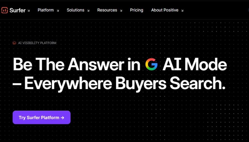 Surfer SEO Homepage